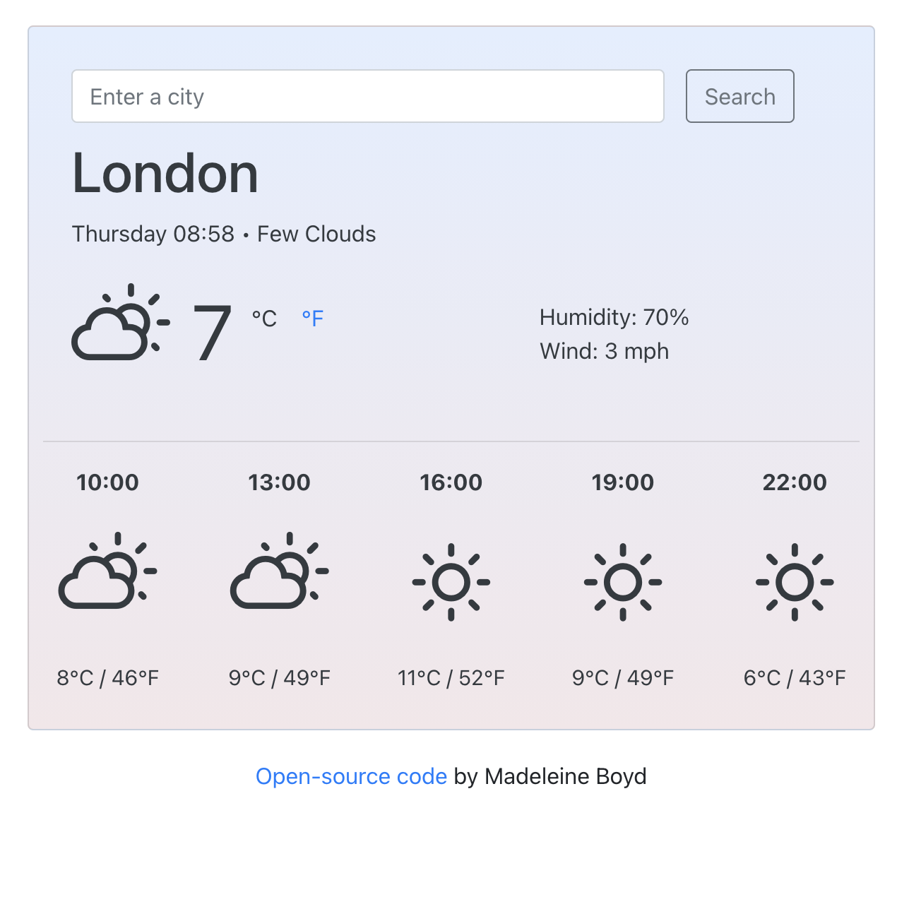 Weather application preview